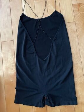 M Free People Gorgeous Black Strappy Scoop-Back Bodysuit Romper NWOT